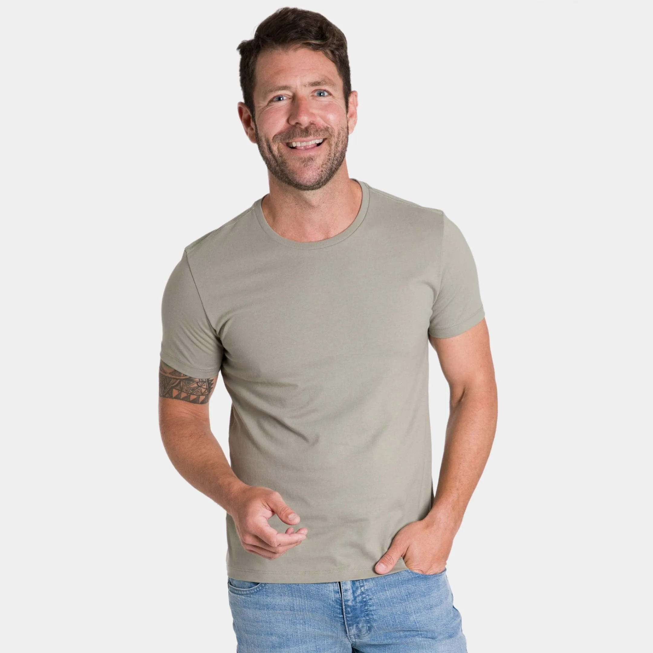 Sage Green Pima Cotton Crew Neck Tee sold by Ash & Erie