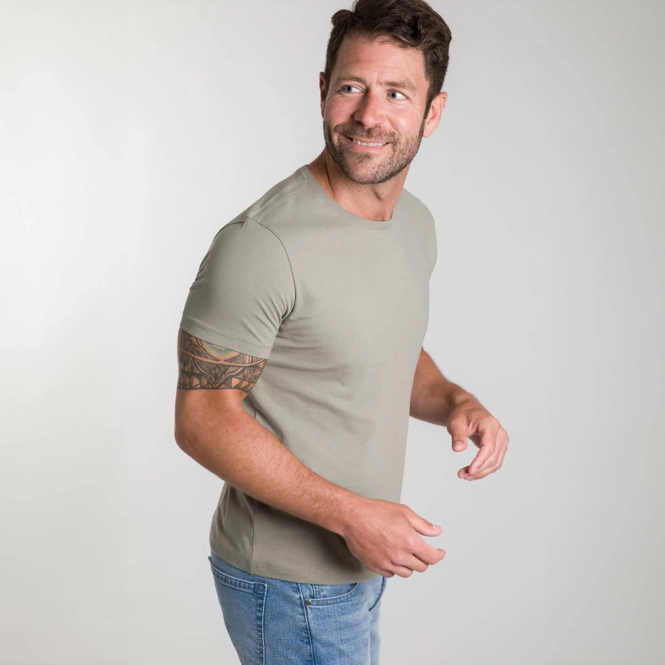 Sage Green Pima Cotton Crew Neck Tee sold by Ash & Erie product image thumbnail 4