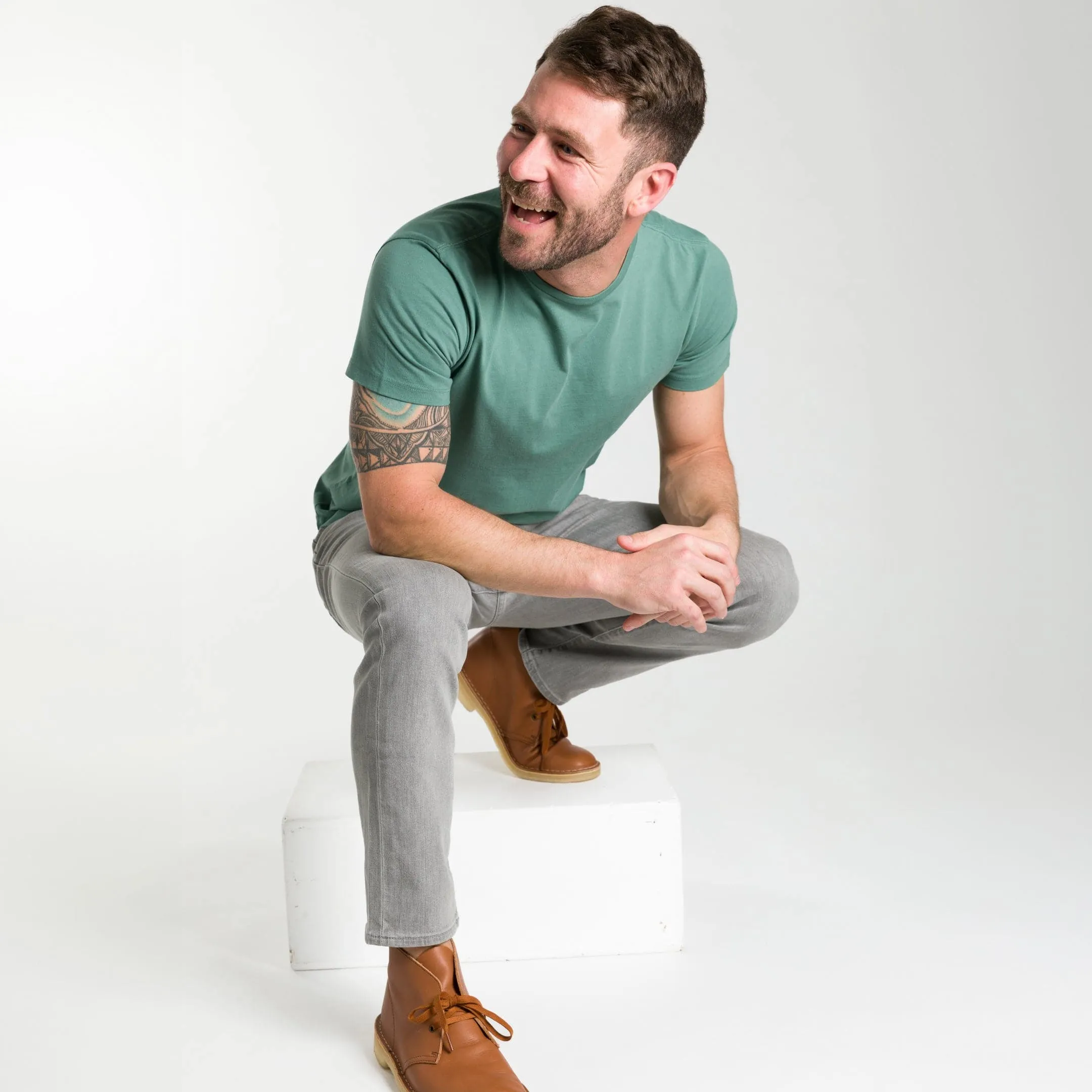 Blue Green Pima Cotton Crew Neck Tee sold by Ash & Erie