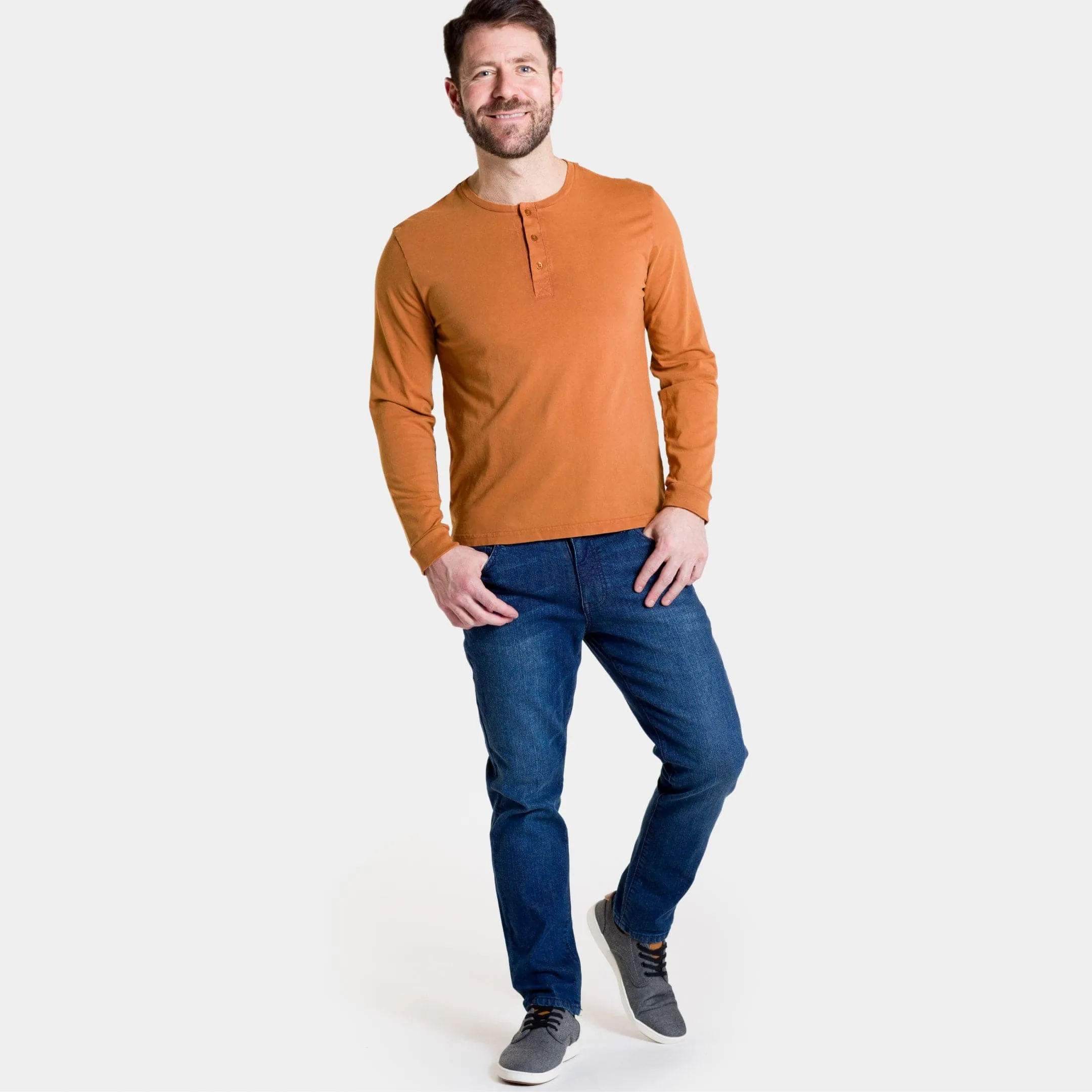 Rust Long Sleeve Pima Cotton Henley sold by Ash & Erie product image thumbnail 2