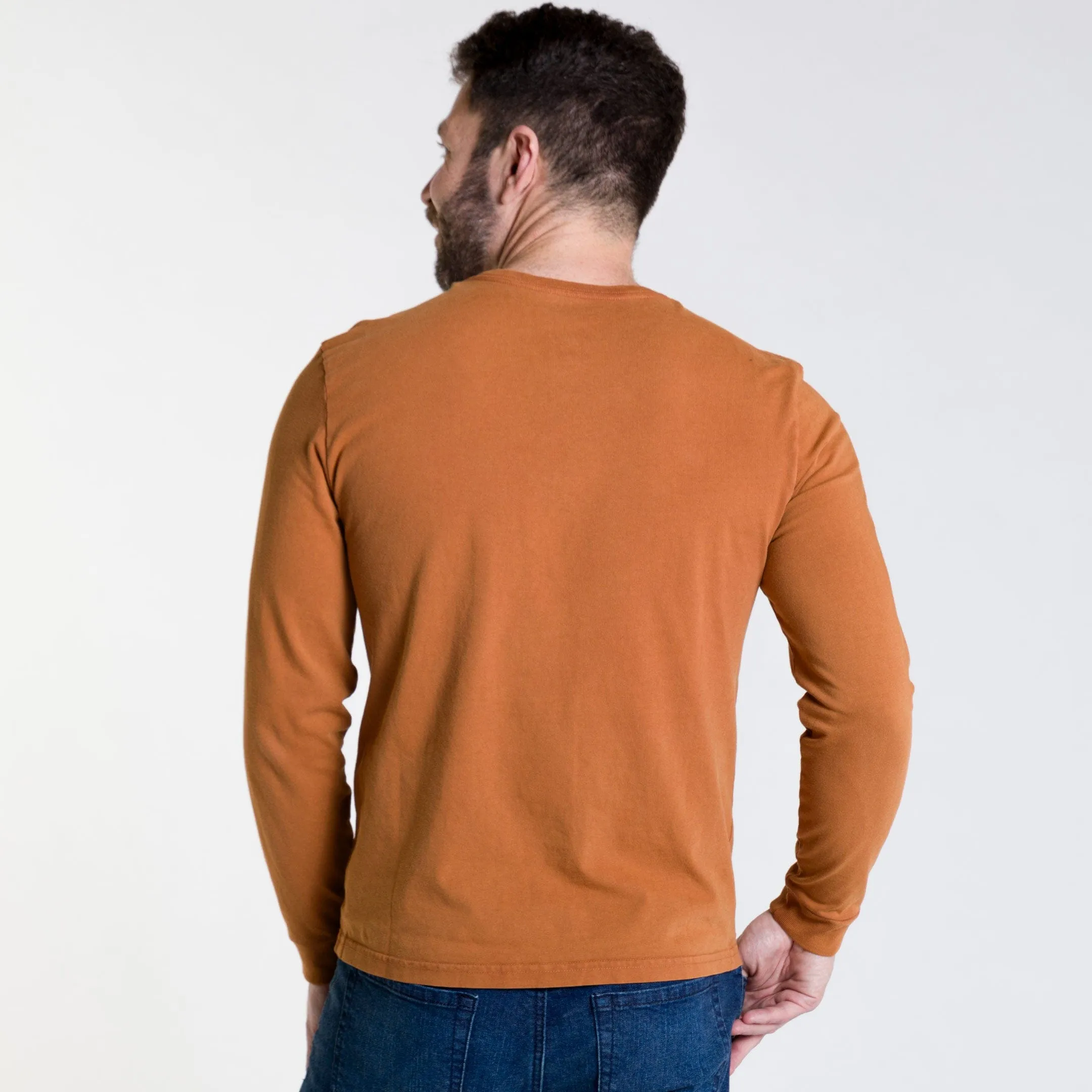 Rust Long Sleeve Pima Cotton Henley sold by Ash & Erie product image thumbnail 3