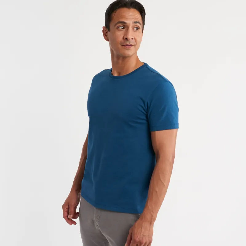 Tidal Blue Pima Cotton Crew Neck Tee sold by Ash & Erie