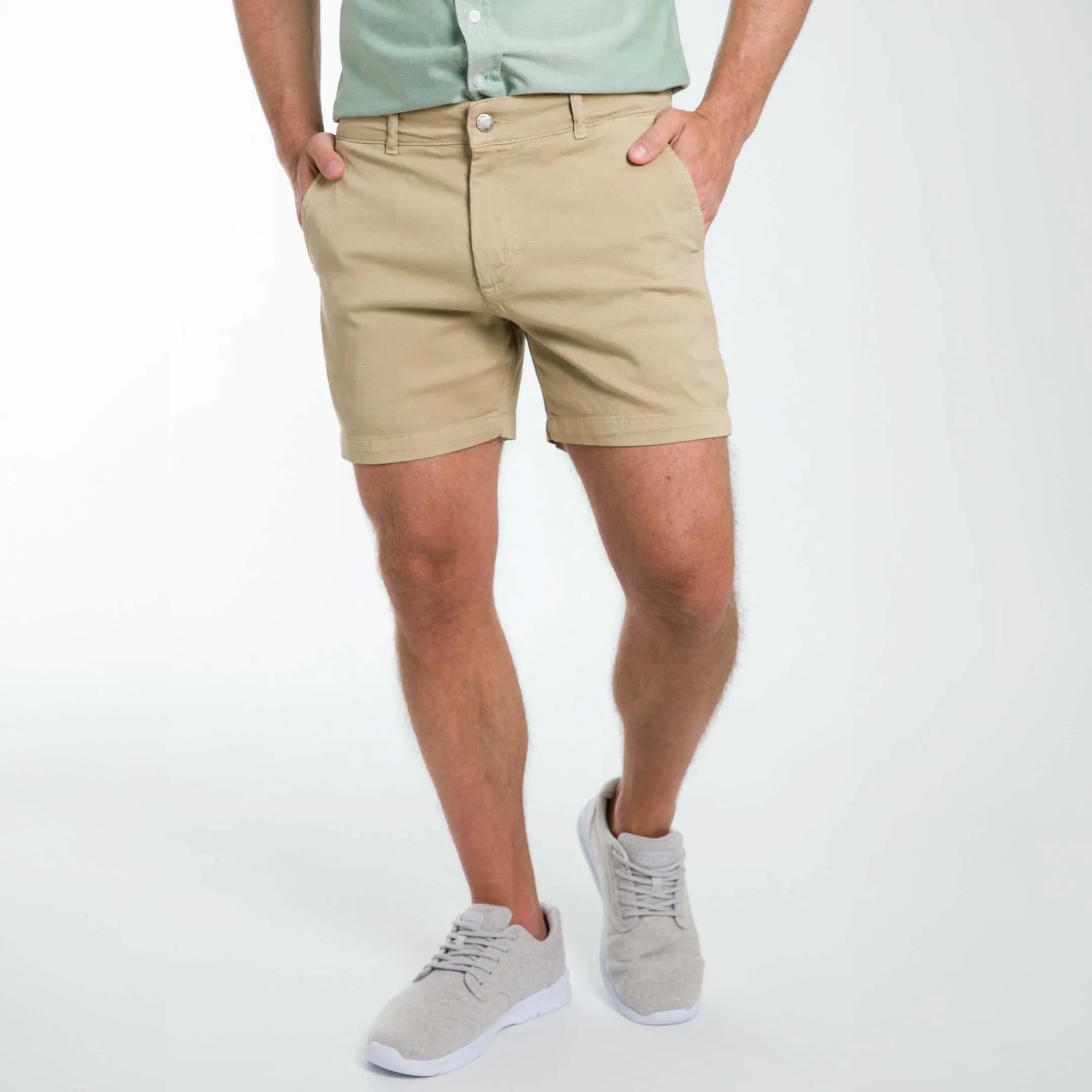 5" Khaki Lightweight Stretch Chino Short sold by Ash & Erie