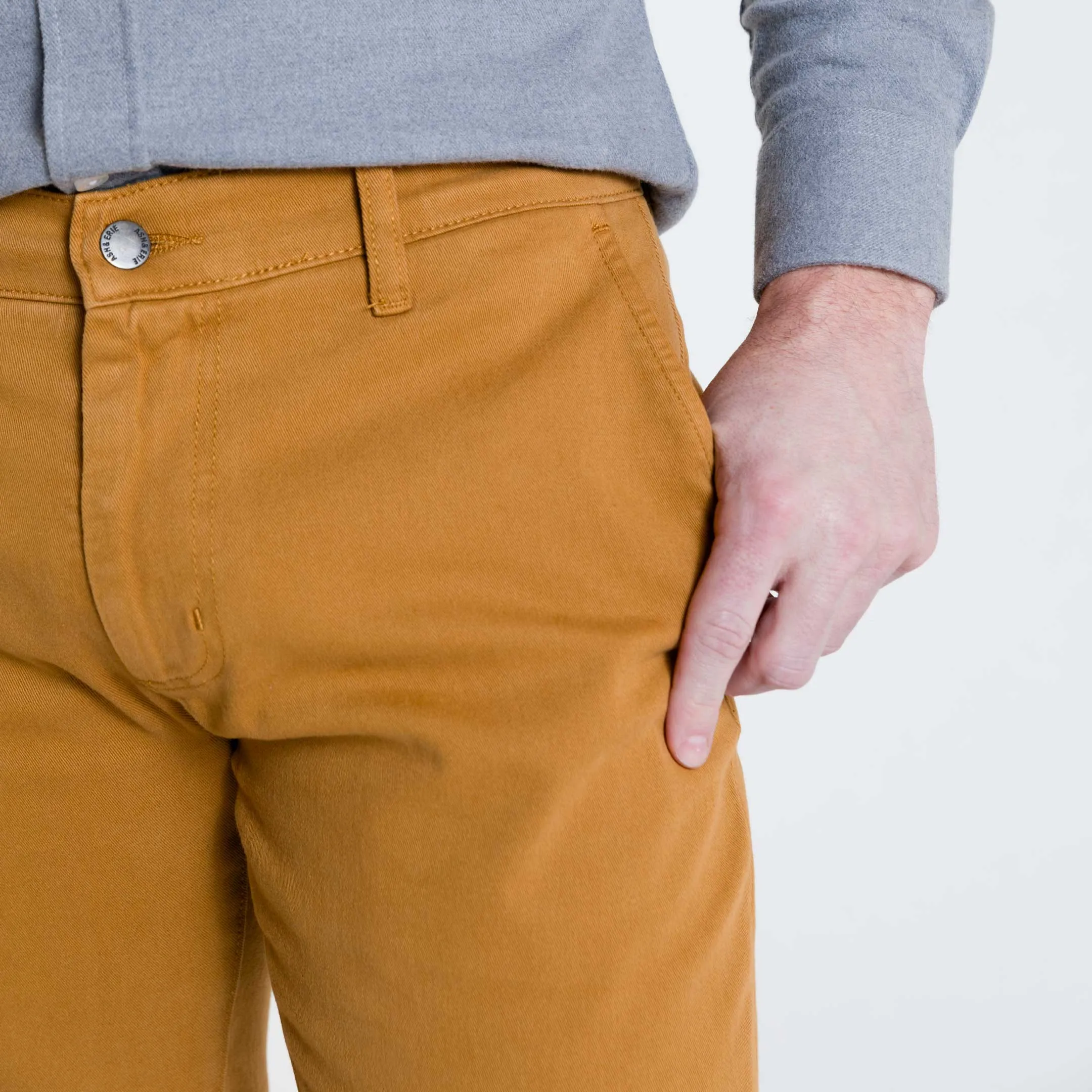 Golden Brown Washed Stretch Chino sold by Ash & Erie product image thumbnail 4