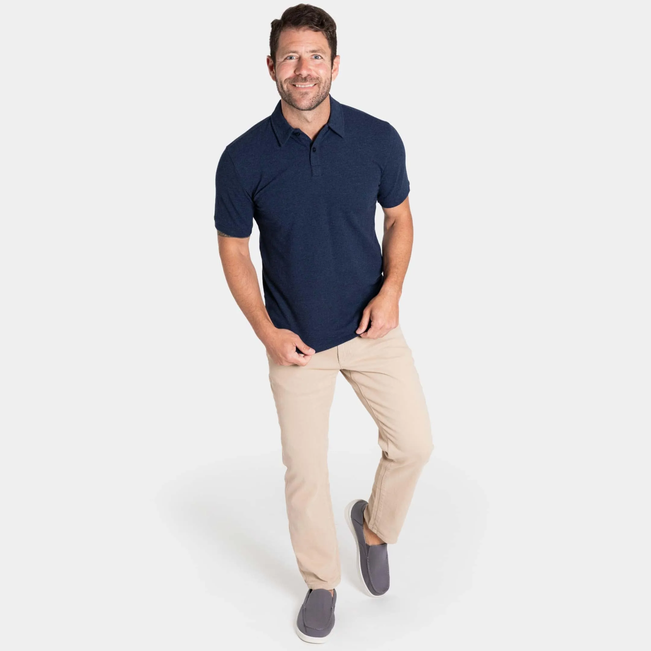 Heather Navy Pique Polo sold by Ash & Erie product image thumbnail 2
