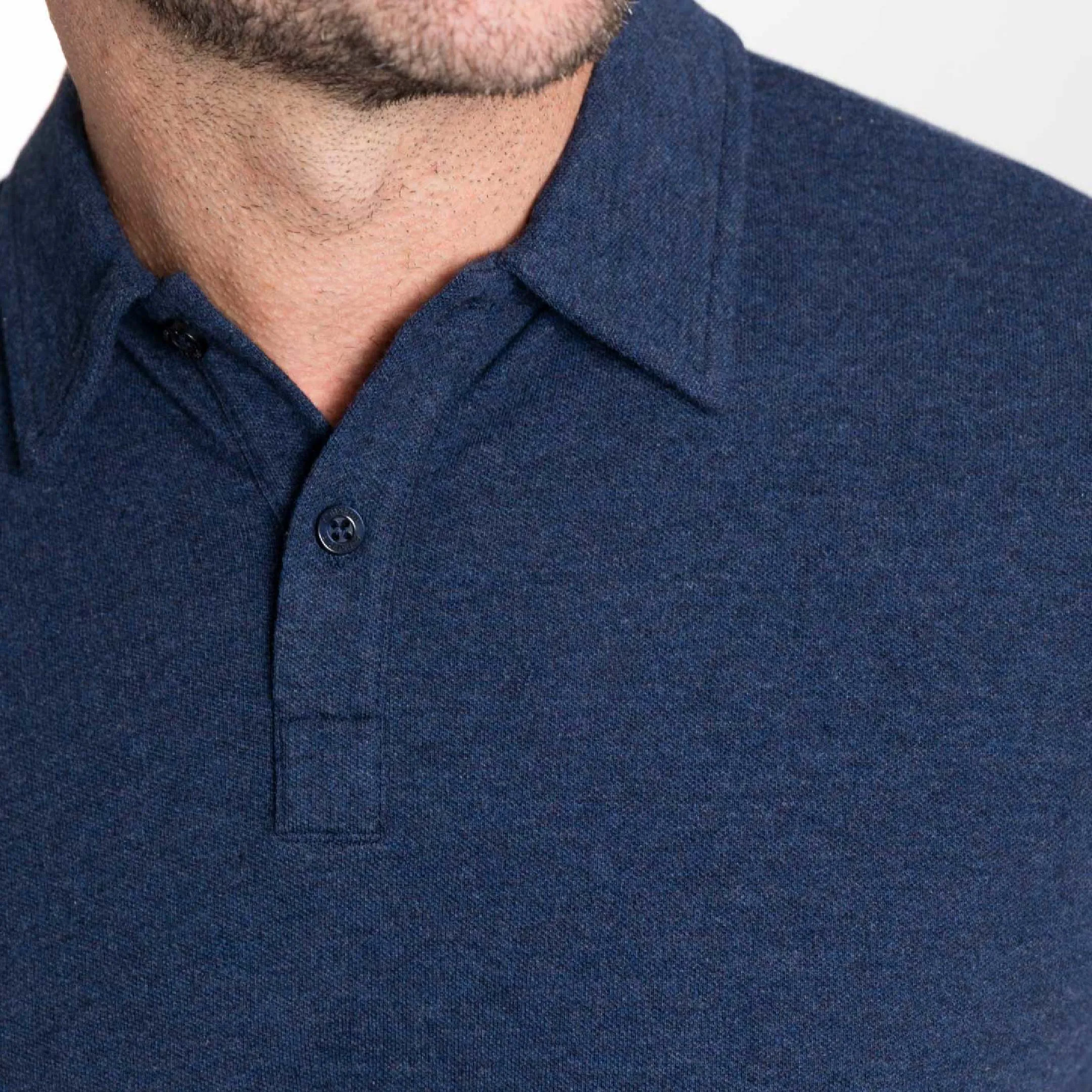 Heather Navy Pique Polo sold by Ash & Erie product image thumbnail 3
