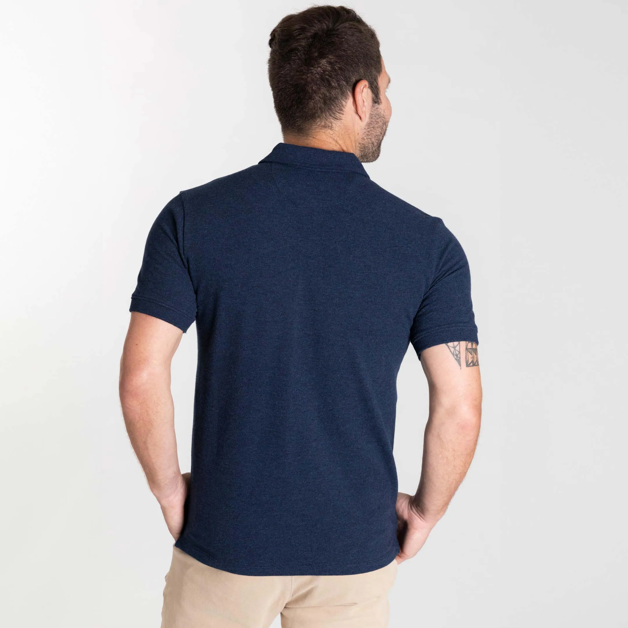 Heather Navy Pique Polo sold by Ash & Erie product image thumbnail 4