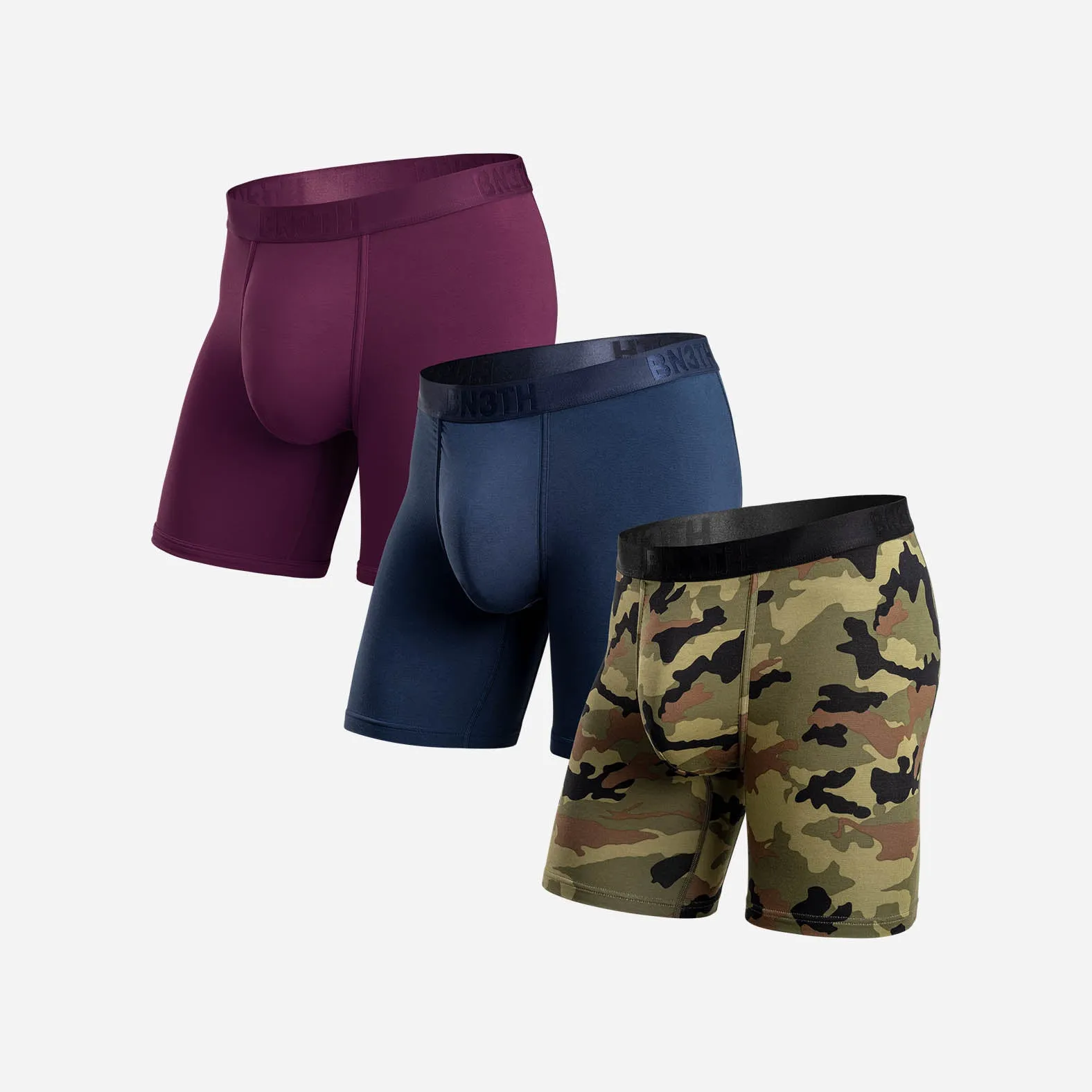 CLASSIC BOXER BRIEF: NAVY/CABERNET/CAMO GREEN 3 PACK sold by BN3TH