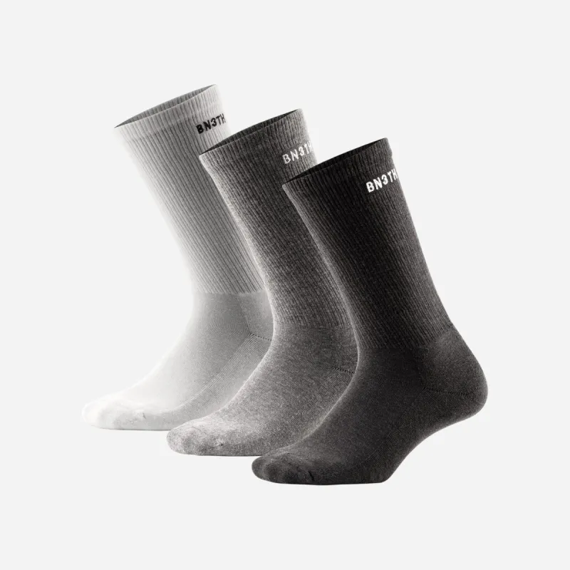 Classic Crew Sock: Black/Heather Gray/White 3 Pack sold by BN3TH