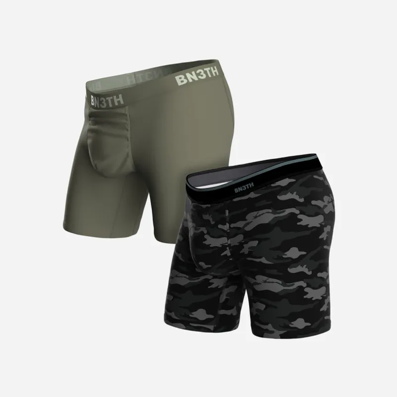 Classic Icon Boxer Brief: Pine/Covert Camo 2 Pack sold by BN3TH