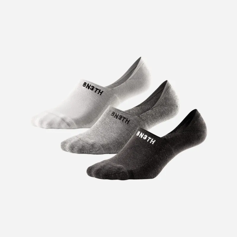 Classic No Show Sock: Black/Heather Gray/White  3 Pack sold by BN3TH