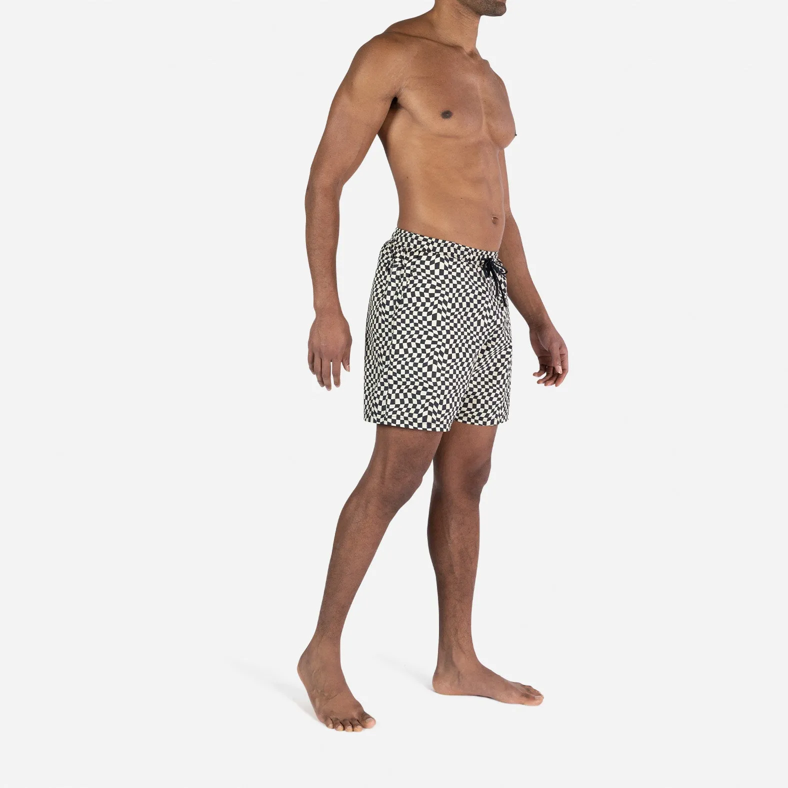 Agua Volley X 2N1 Swim Short 7”: Warped Checker Vanilla sold by BN3TH product image thumbnail 5