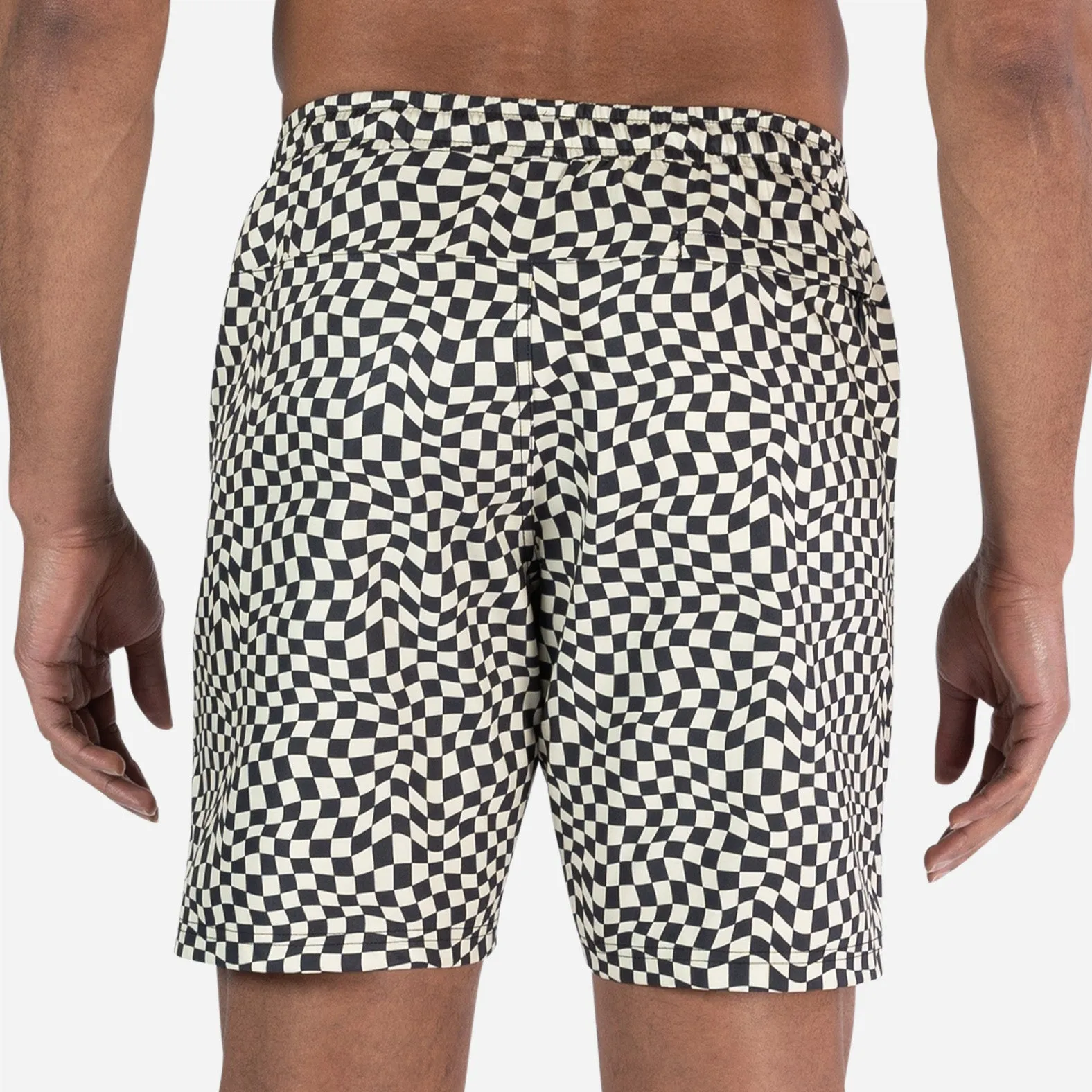 Agua Volley X 2N1 Swim Short 7”: Warped Checker Vanilla sold by BN3TH product image thumbnail 4