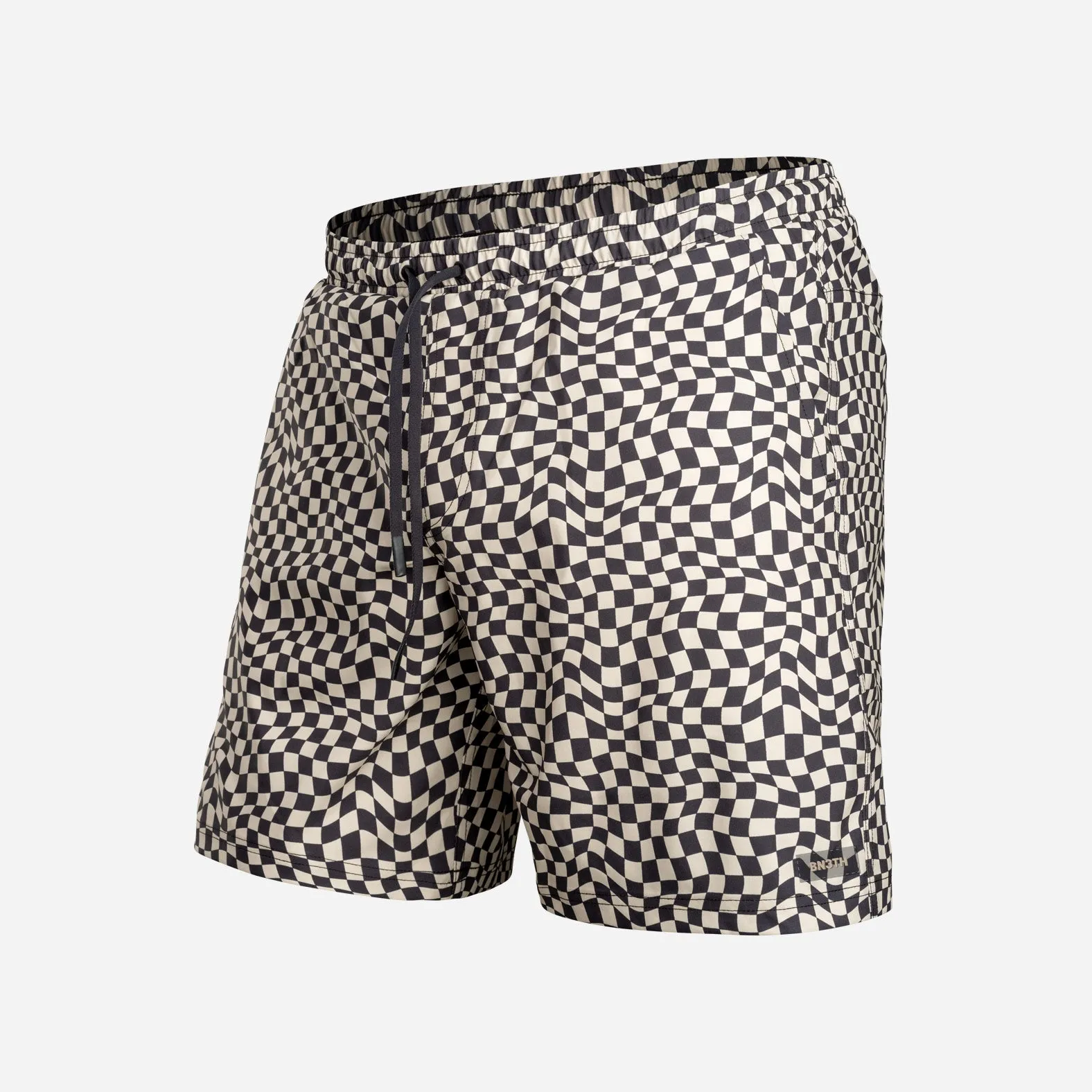 Agua Volley X 2N1 Swim Short 7”: Warped Checker Vanilla sold by BN3TH