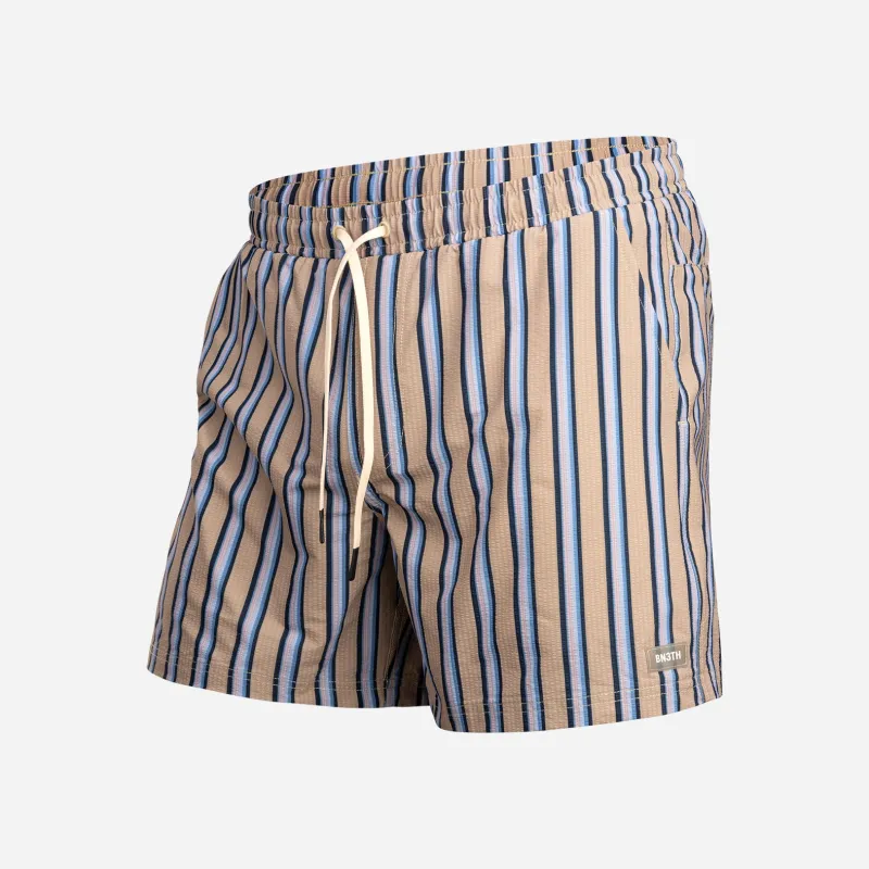 Wave 5" Swim Short 2N1: Menswear Stripe - Beige made by BN3TH