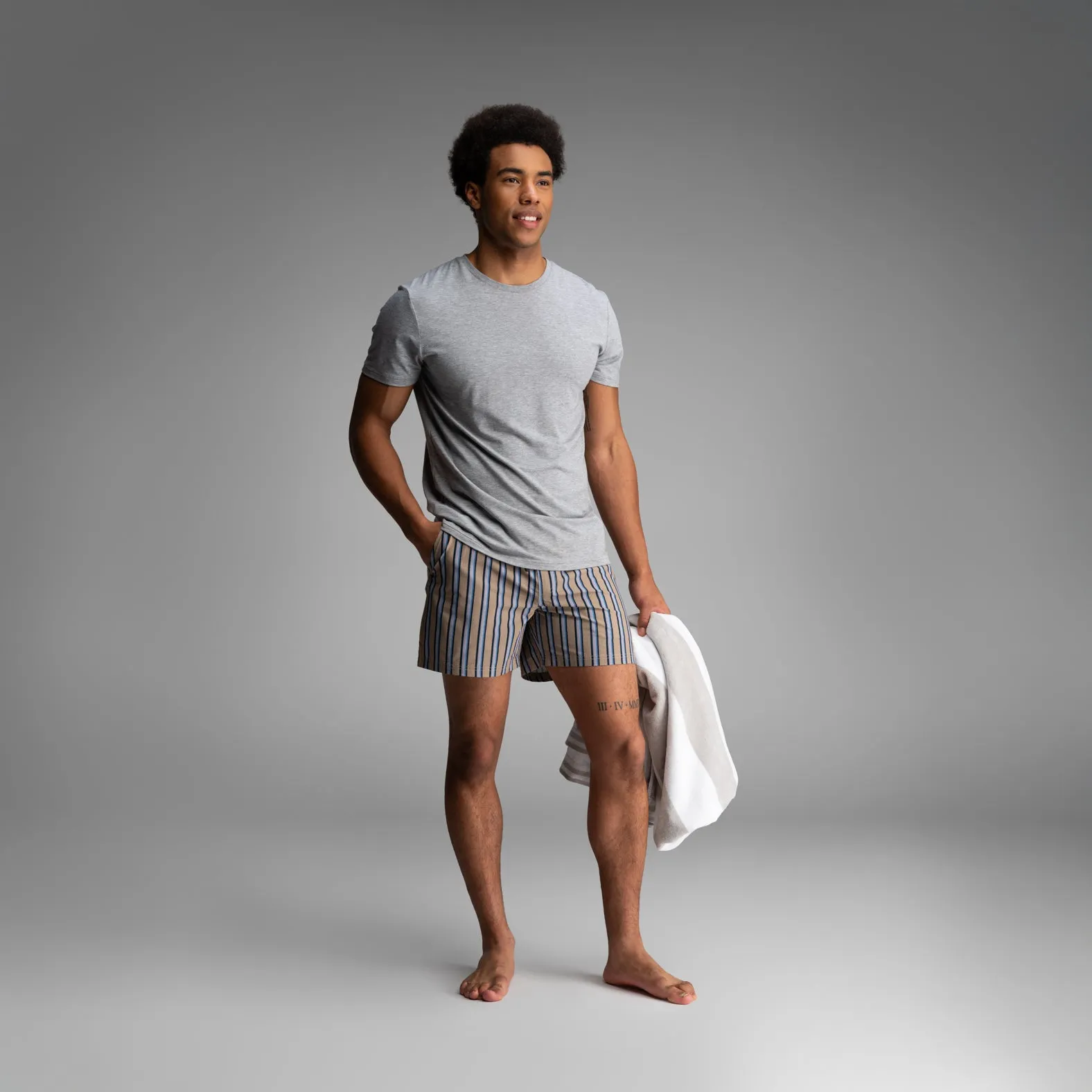 Wave 5" Swim Short 2N1: Menswear Stripe - Beige sold by BN3TH product image thumbnail 2