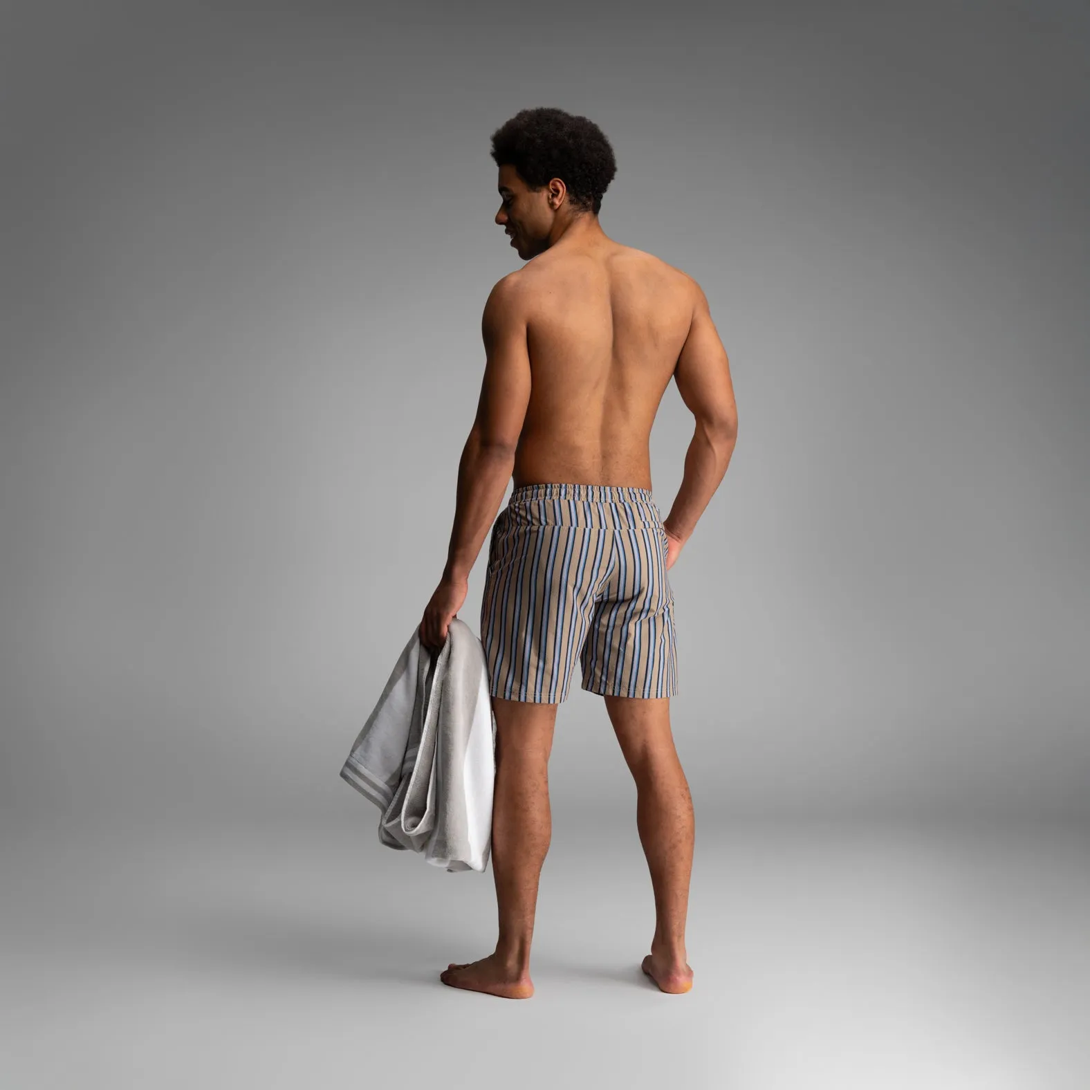 Wave 7" Swim Short 2N1: Menswear Stripe - Beige sold by BN3TH product image thumbnail 4