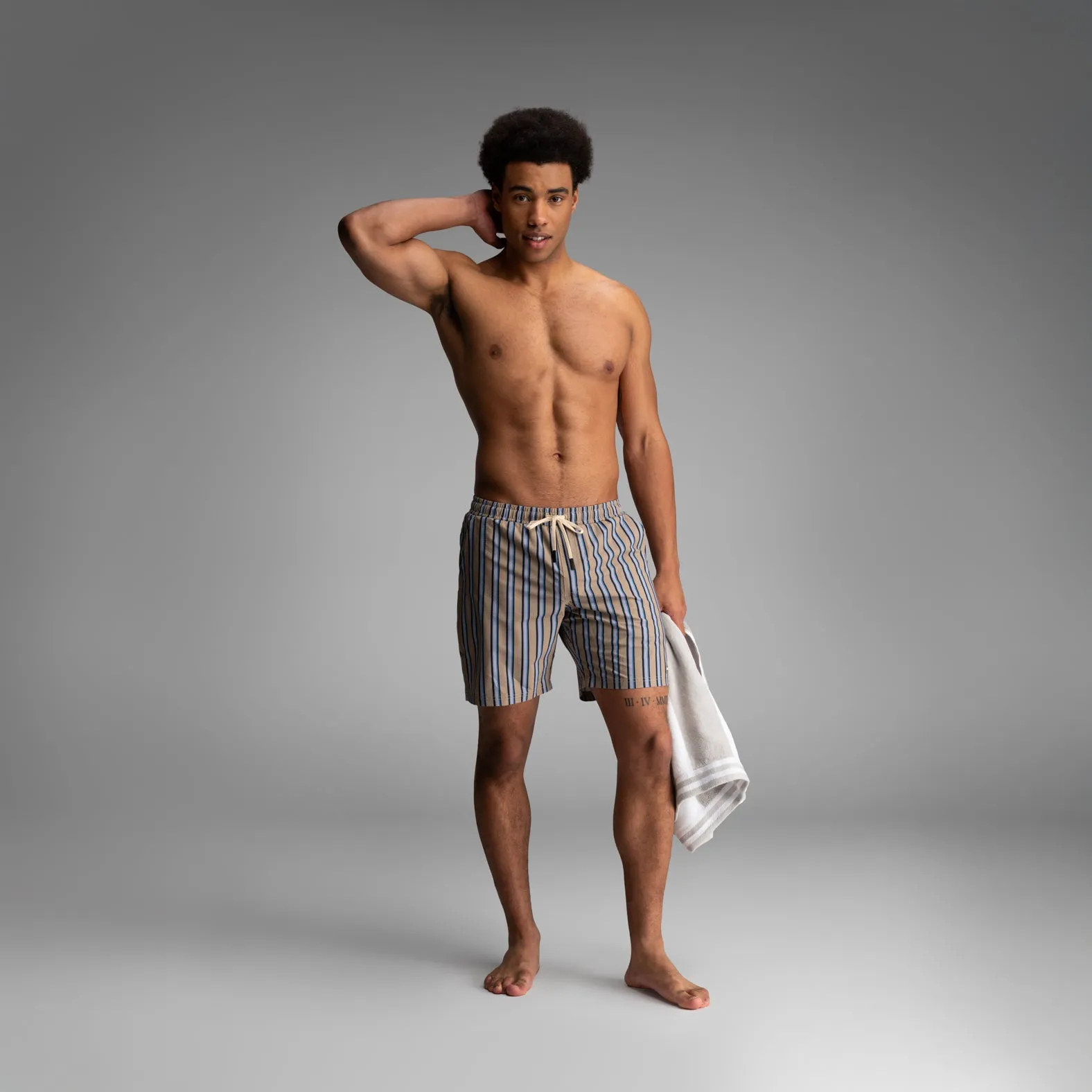 Wave 7" Swim Short 2N1: Menswear Stripe - Beige sold by BN3TH product image thumbnail 5