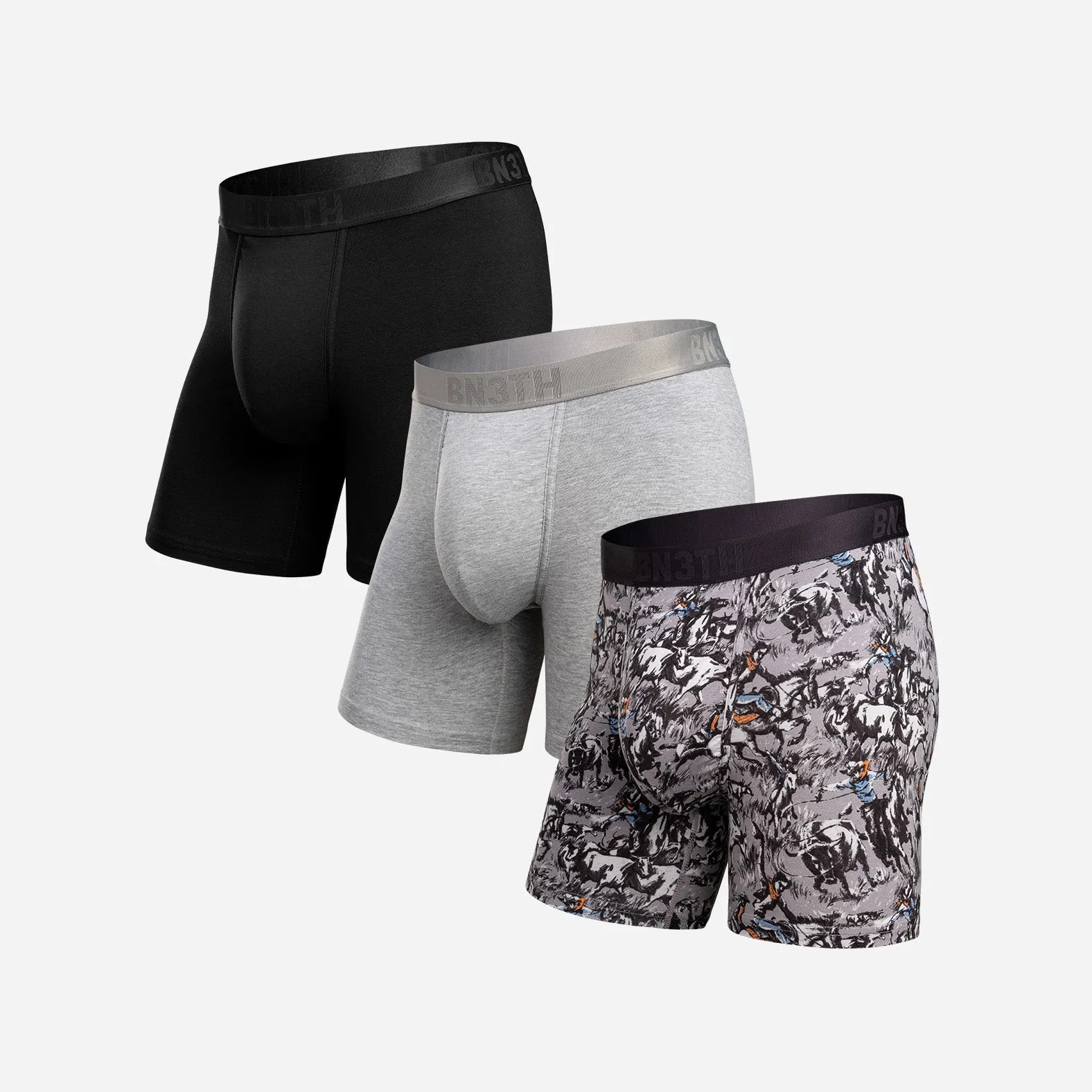 Essentials Boxer Brief : Prairie Dust Up/Heather Grey/Black 3 Pack sold by BN3TH