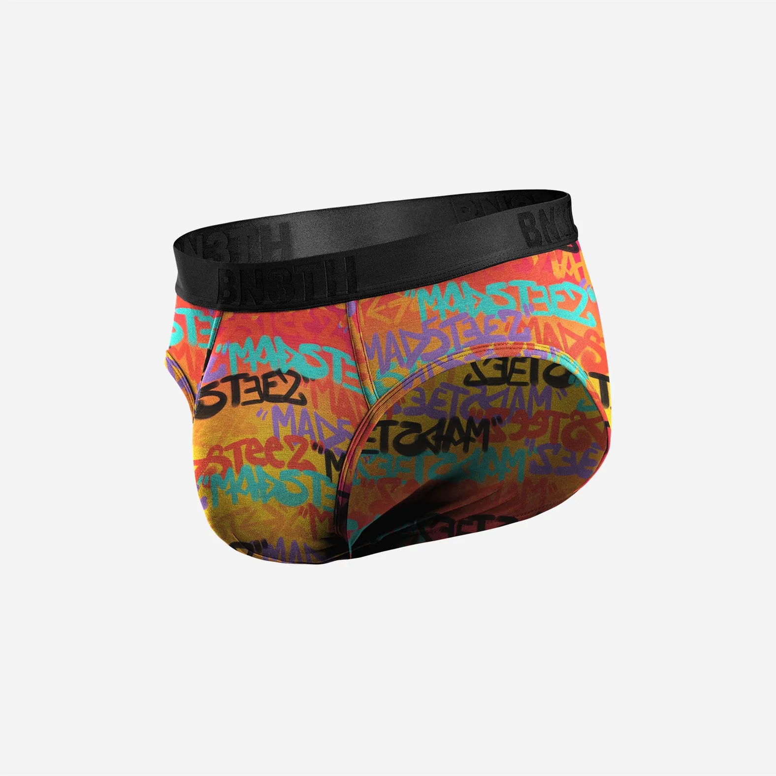 CLASSIC BRIEF WITH FLY: MADSTEEZ RAINBOW GRAFFITI BLACK sold by BN3TH