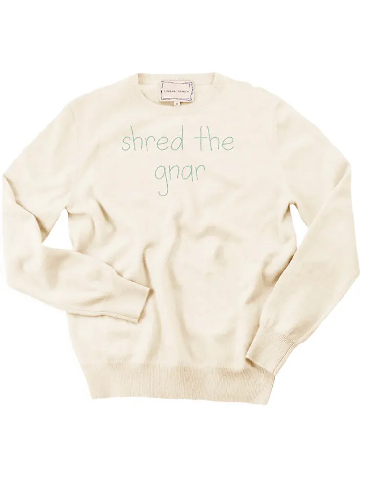 "shred the gnar" Mens Crewneck sold by Lingua Franca NYC product image thumbnail 3