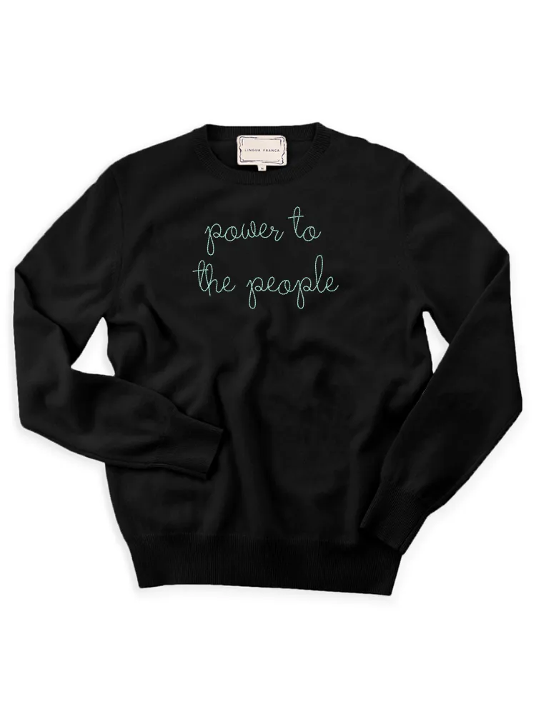"power to the people" Men's Crewneck sold by Lingua Franca NYC product image thumbnail 3