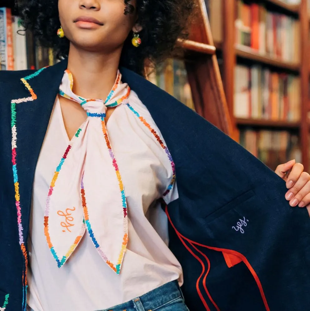 Yes Tie Neck Top sold by Lingua Franca NYC product image thumbnail 5