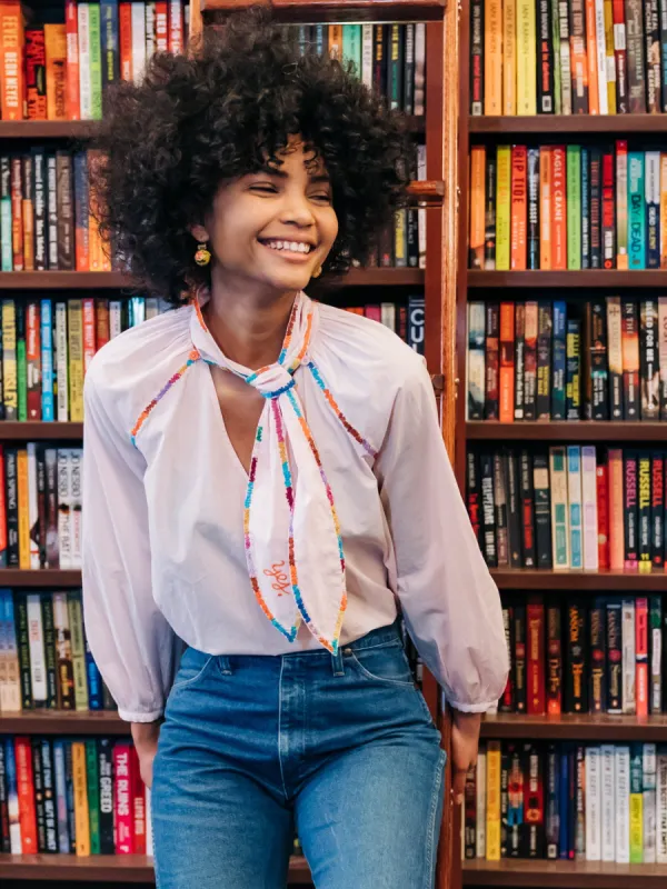 Yes Tie Neck Top made by Lingua Franca NYC