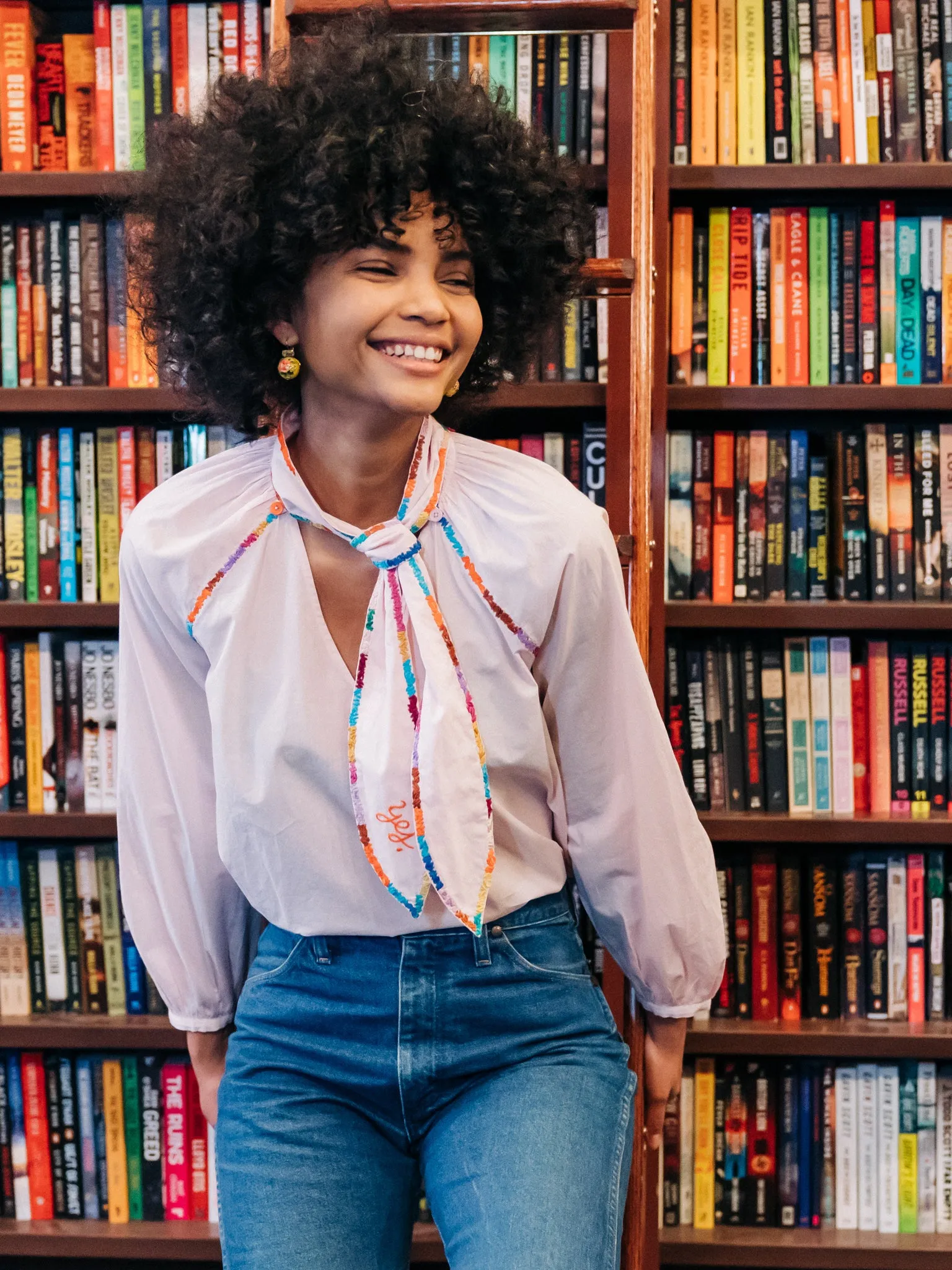 Yes Tie Neck Top sold by Lingua Franca NYC