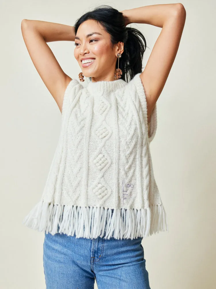 Mavis Fringe Knit Vest sold by Lingua Franca NYC product image thumbnail 3
