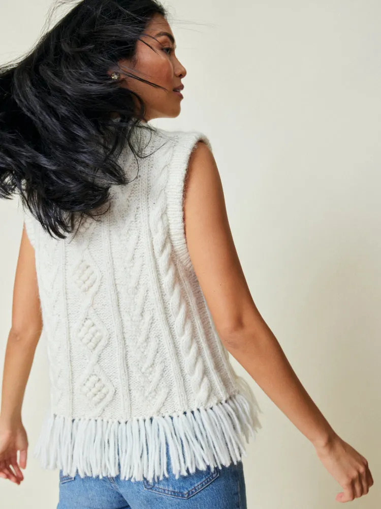 Mavis Fringe Knit Vest sold by Lingua Franca NYC product image thumbnail 4