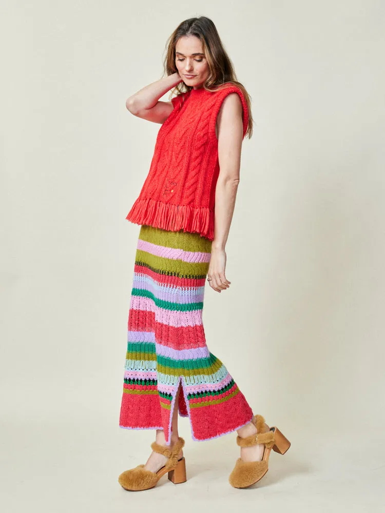 Mavis Fringe Knit Vest sold by Lingua Franca NYC product image thumbnail 5