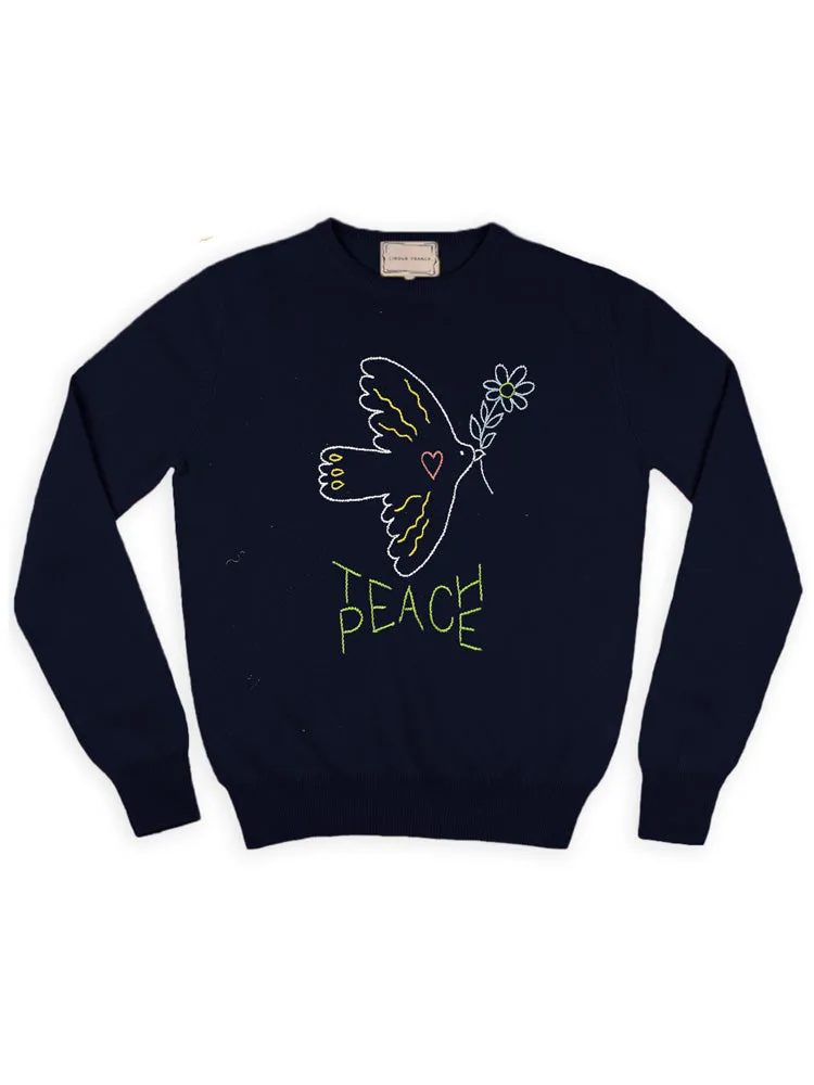 "Teach Peace" Crewneck sold by Lingua Franca NYC product image thumbnail 4