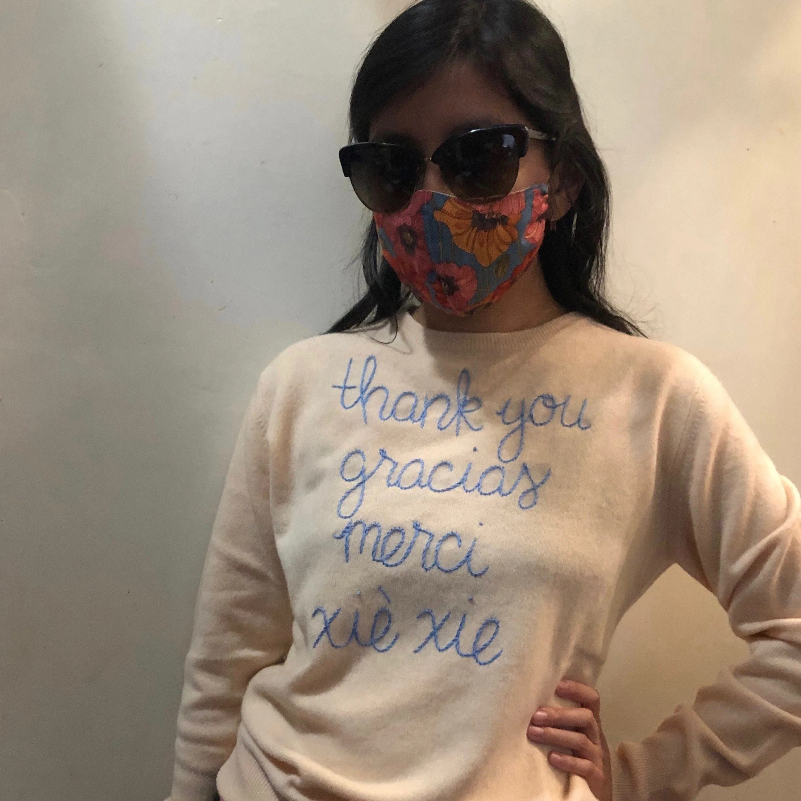 "thank you" Crewneck sold by Lingua Franca NYC product image thumbnail 2