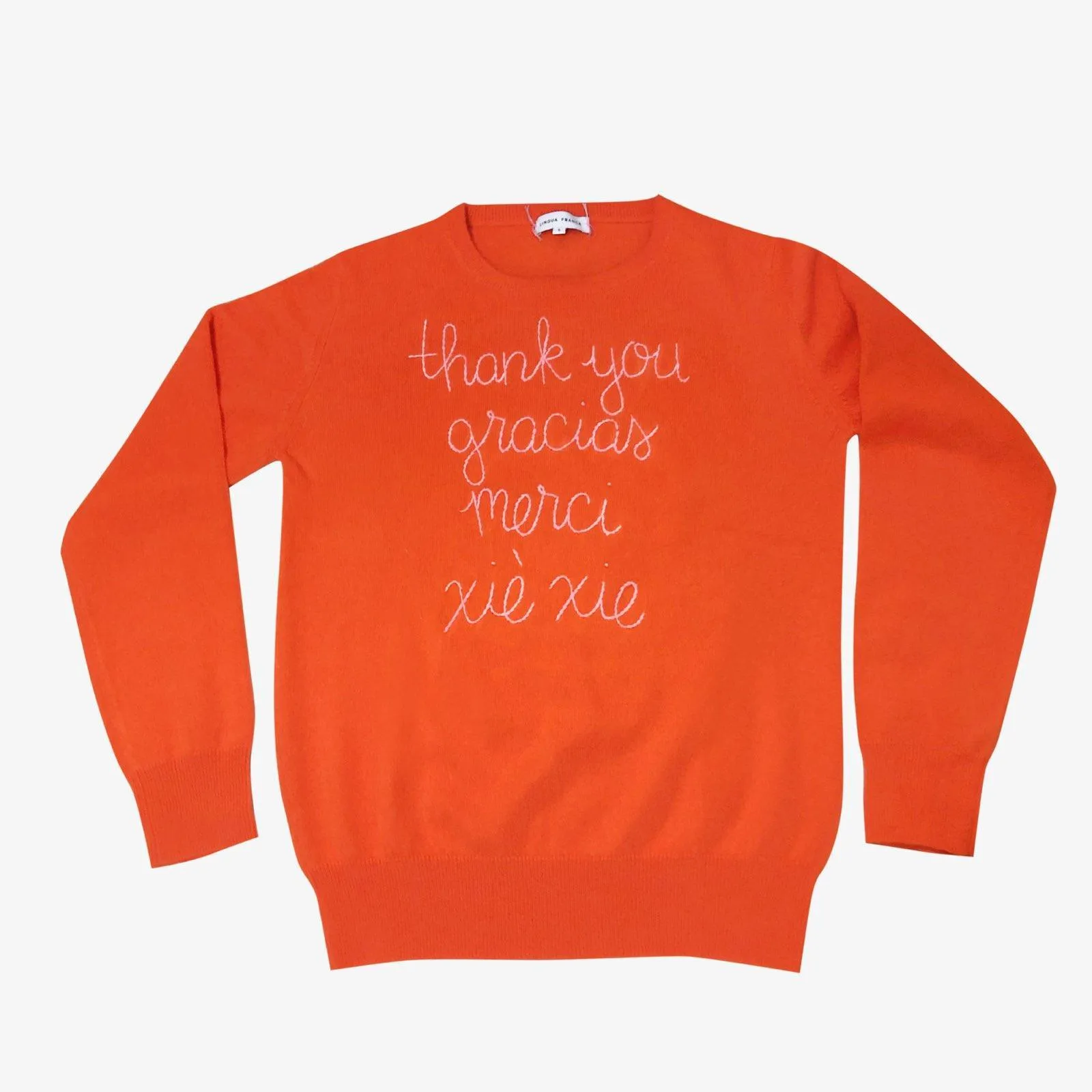 "thank you" Crewneck sold by Lingua Franca NYC product image thumbnail 5
