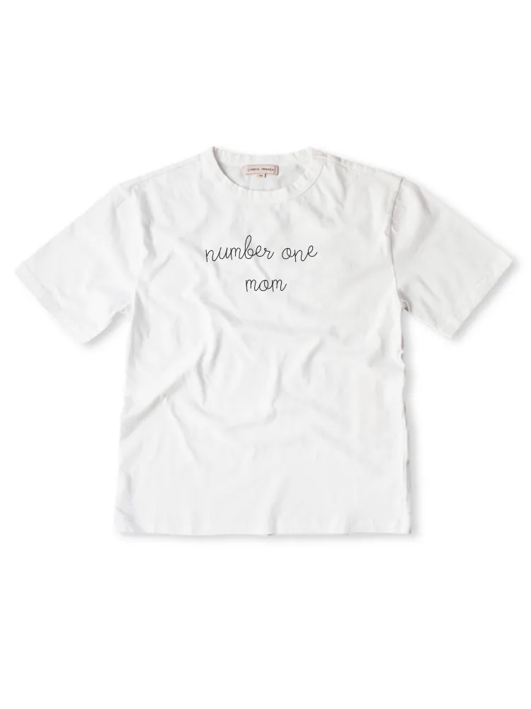 "number one mom" T-Shirt sold by Lingua Franca NYC product image thumbnail 2