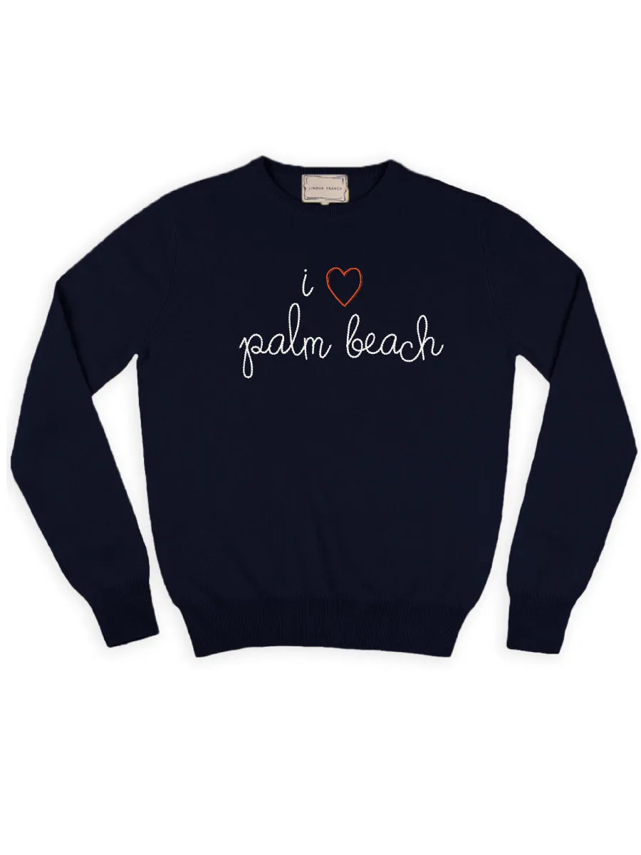 "i heart palm beach" Women's Crewneck sold by Lingua Franca NYC product image thumbnail 3