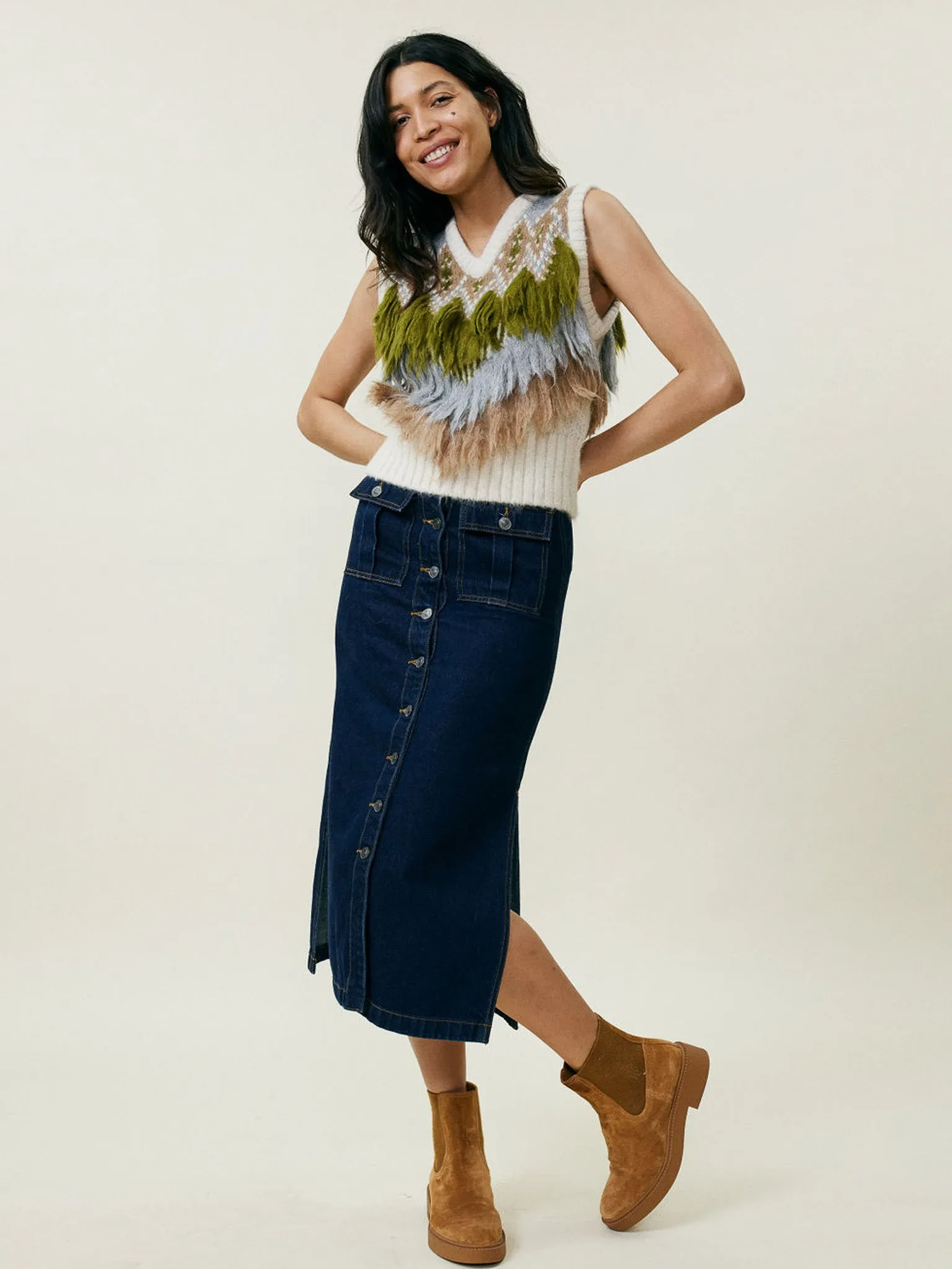 Mariel Fluffy Vest sold by Lingua Franca NYC product image thumbnail 4