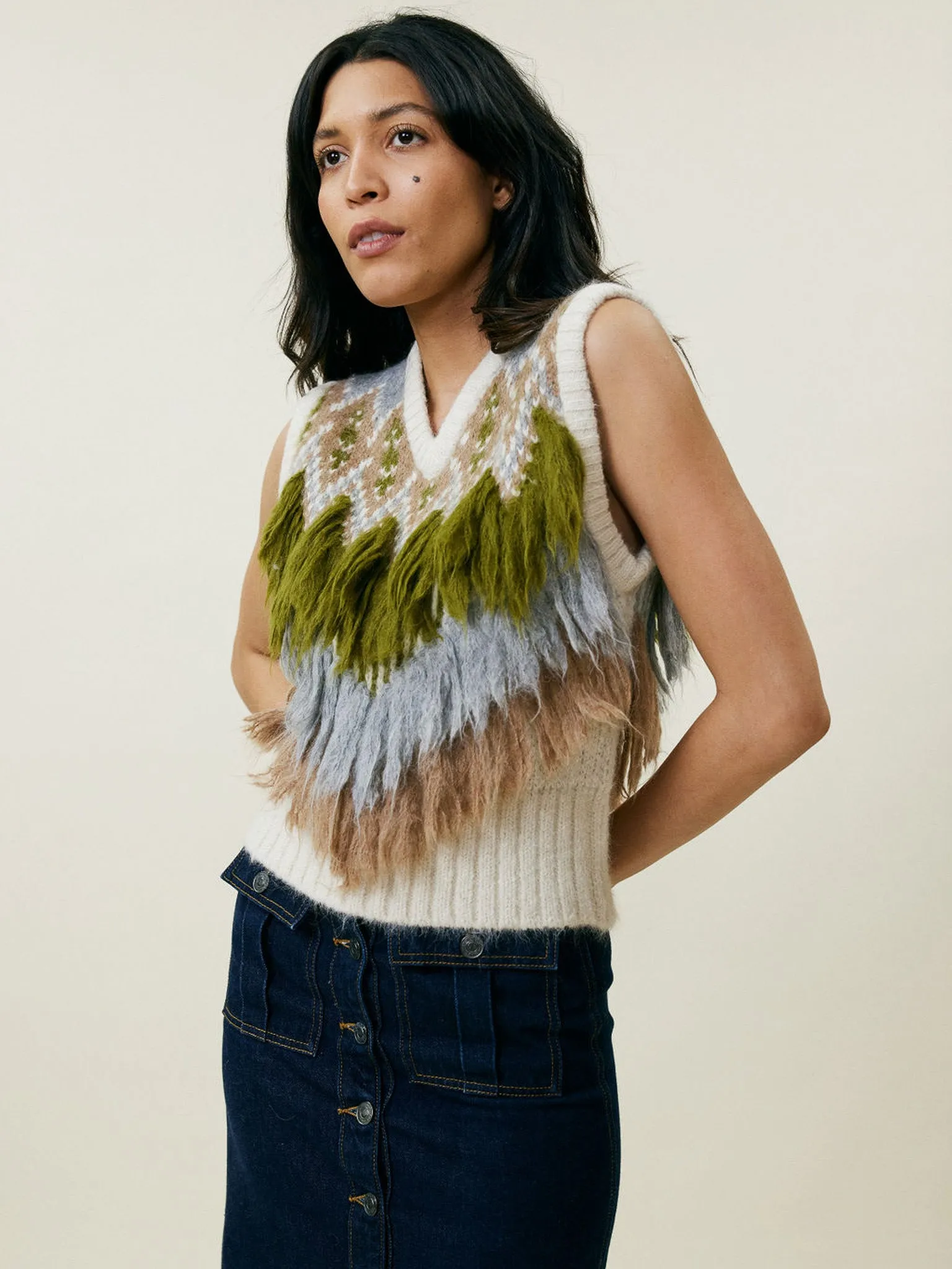 Mariel Fluffy Vest sold by Lingua Franca NYC product image thumbnail 3