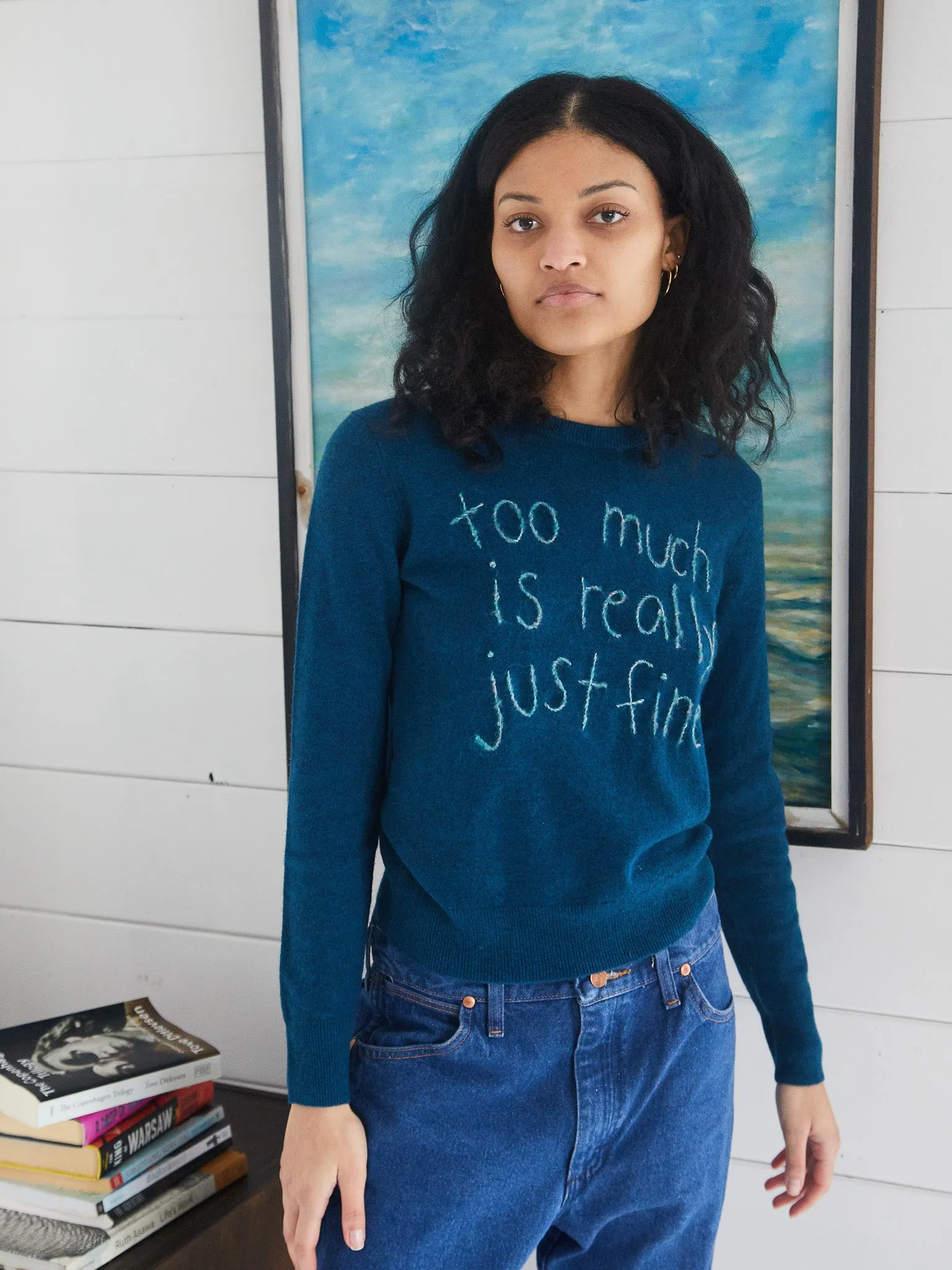 Too Much is Really Just Fine Crewneck sold by Lingua Franca NYC product image thumbnail 3