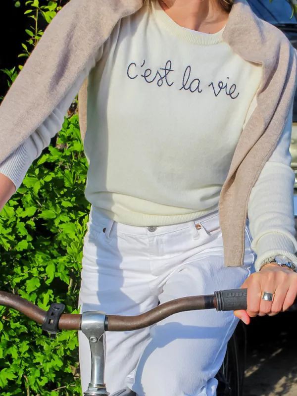 "c'est la vie" Crewneck sold by Lingua Franca NYC