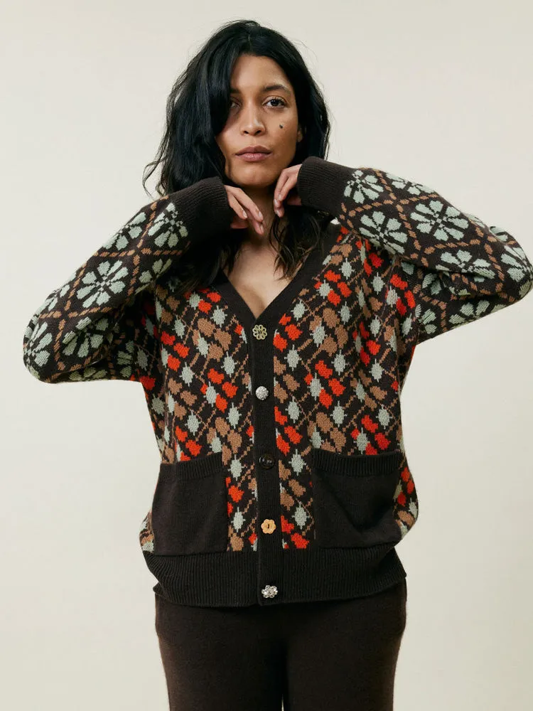 Jacquard Oversized Cardigan sold by Lingua Franca NYC product image thumbnail 3