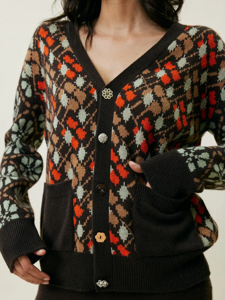 Jacquard Oversized Cardigan sold by Lingua Franca NYC