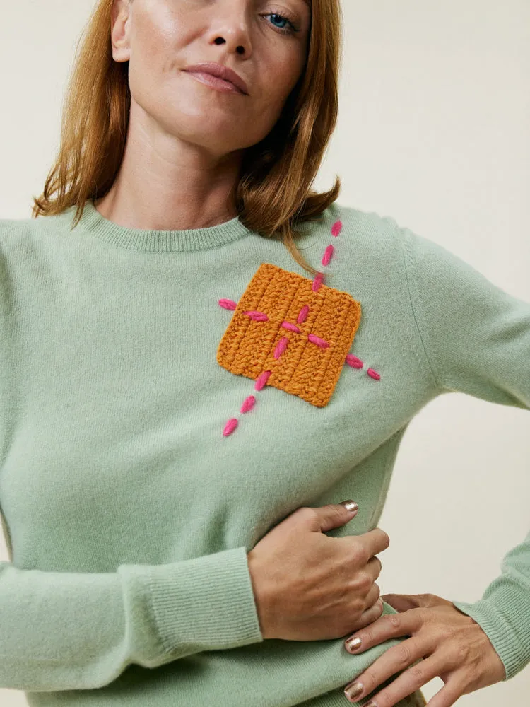 Crochet Argyle Crewneck sold by Lingua Franca NYC