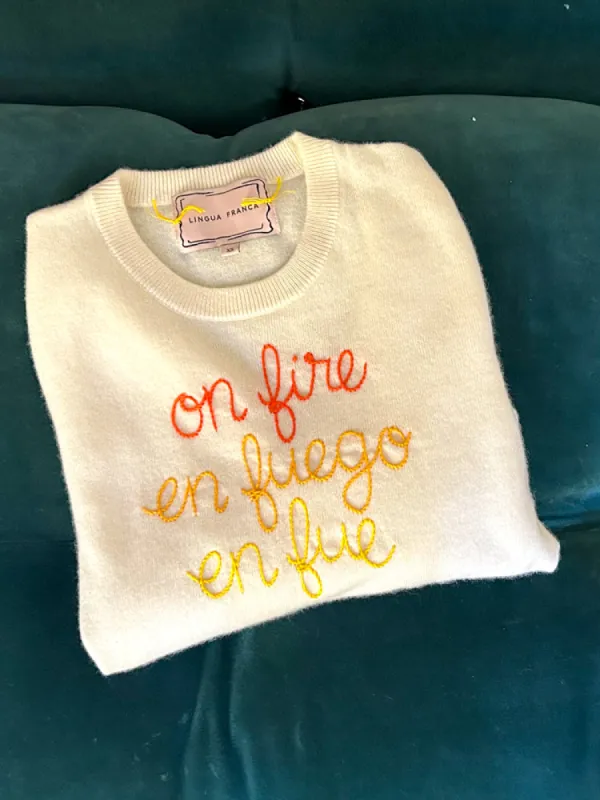 On Fire Crewneck sold by Lingua Franca NYC