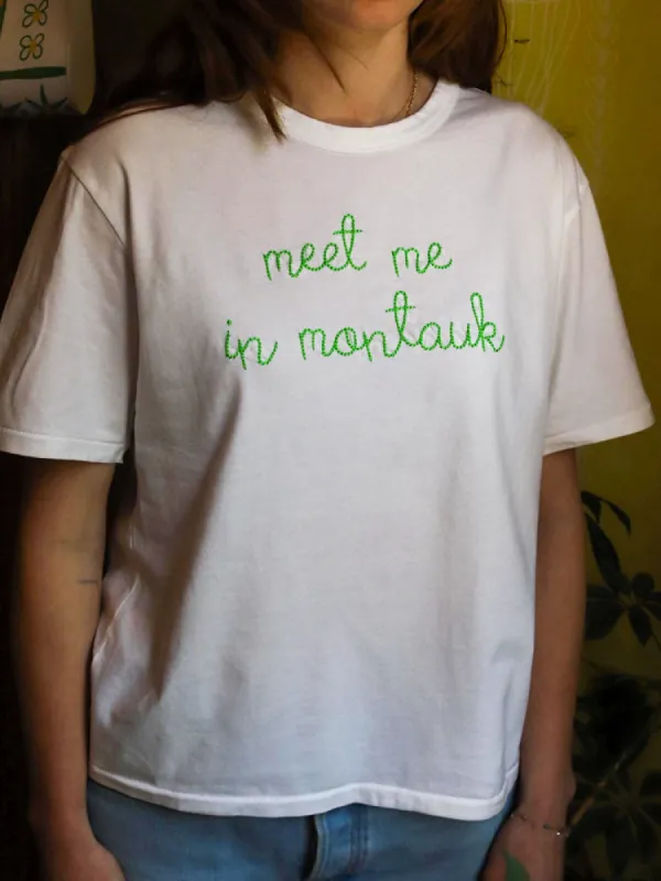 "meet me in montauk" T-Shirt made by Lingua Franca NYC
