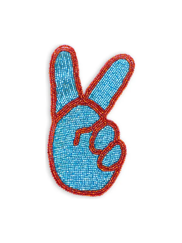 Beaded Peace Hand Patch made by Lingua Franca NYC