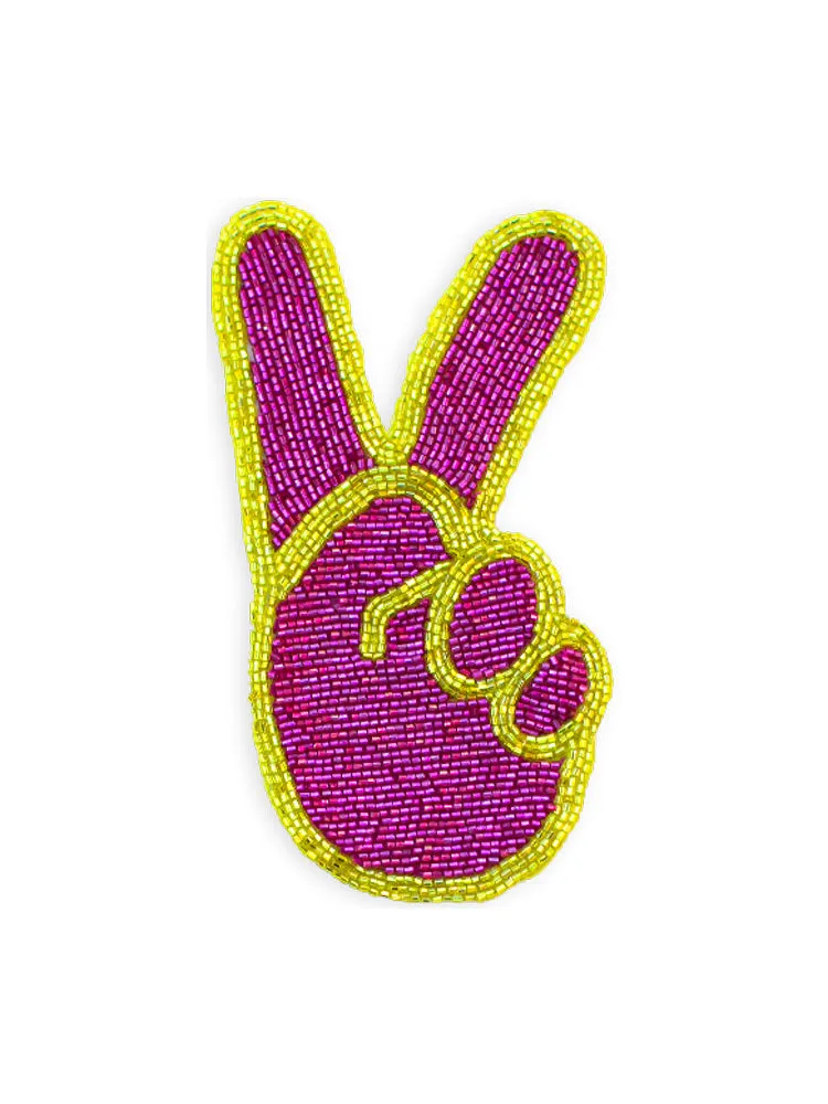 Beaded Peace Hand Patch sold by Lingua Franca NYC product image thumbnail 2