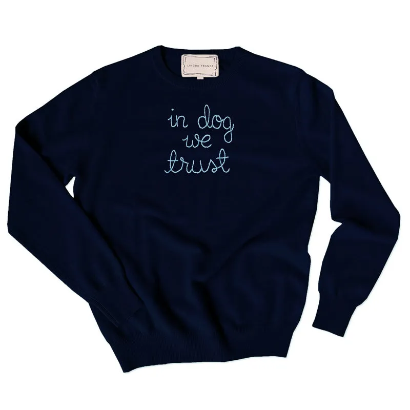 "in dog we trust" Women's Crewneck sold by Lingua Franca NYC product image thumbnail 4
