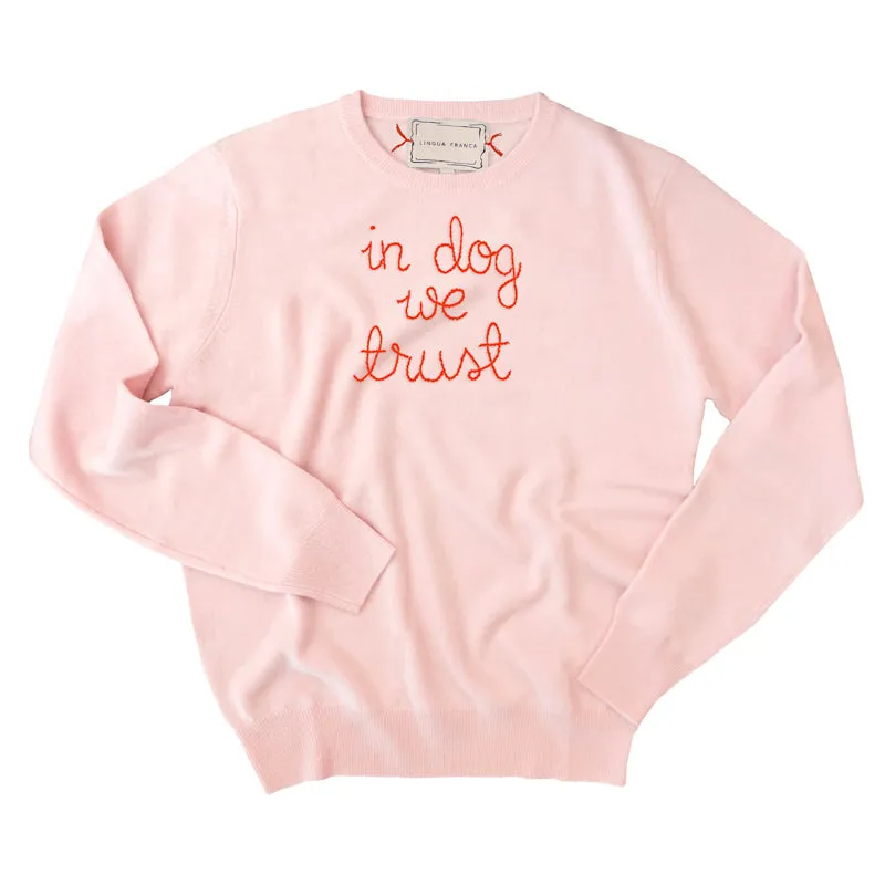 "in dog we trust" Women's Crewneck sold by Lingua Franca NYC product image thumbnail 5
